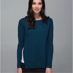 Lululemon Yin to You Chunky Knit Merino Wool Sweater - Deep Teal Alberta Lake